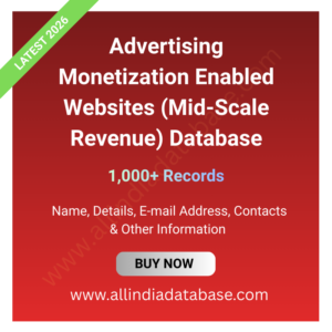 Advertising Monetization Enabled Websites (Mid-Scale Revenue) Database – 1,000+ Records