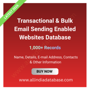 Transactional & Bulk Email Sending Enabled Websites Database – 1,000+ Records